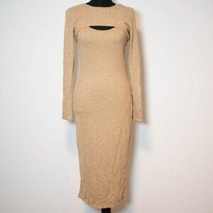 LIght brown Wild fable long tank dress with long sleeve cover up